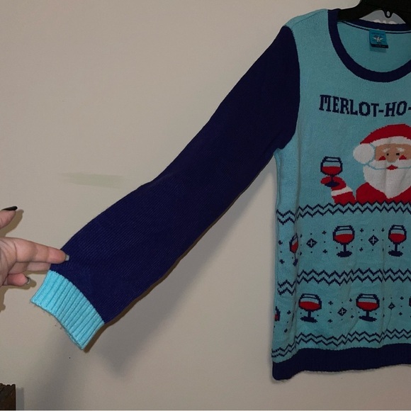 Norther Pole Ugly Christmas Sweater Merlot Santa Crew Neck Size Large - Picture 4 of 5